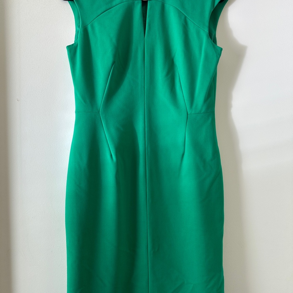 Calvin Klein Green Sheath Midi Dress Crew Neck Sleeveless